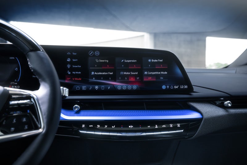 The 2026 OPTIQ-V Display Screen Displaying the V-Mode Settings | Cadillac of Rexburg in Rexburg ID